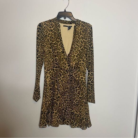 Jay Godfrey The Kirk Lepard Print Mini Dress $250 NWT Long Sleeve Size 4 - Picture 3 of 9